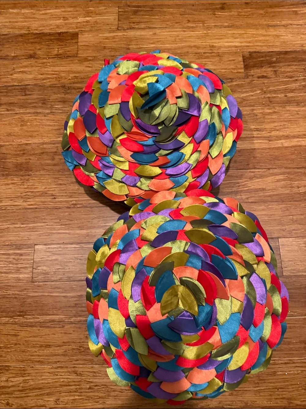 Colorful Round Petals Decorative Pillow Pair - 18” - Multicolor
